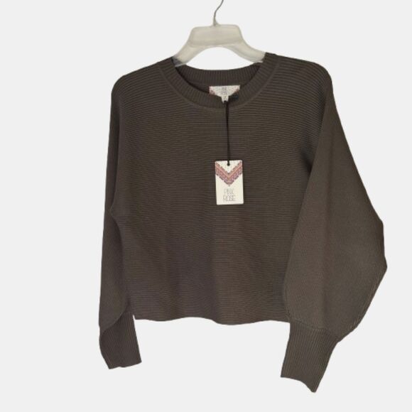 PINK ROSE Women’s S Casual Chic Arctic Olive Ribbed Long Sleeve Sweater Top #D - Picture 2 of 8